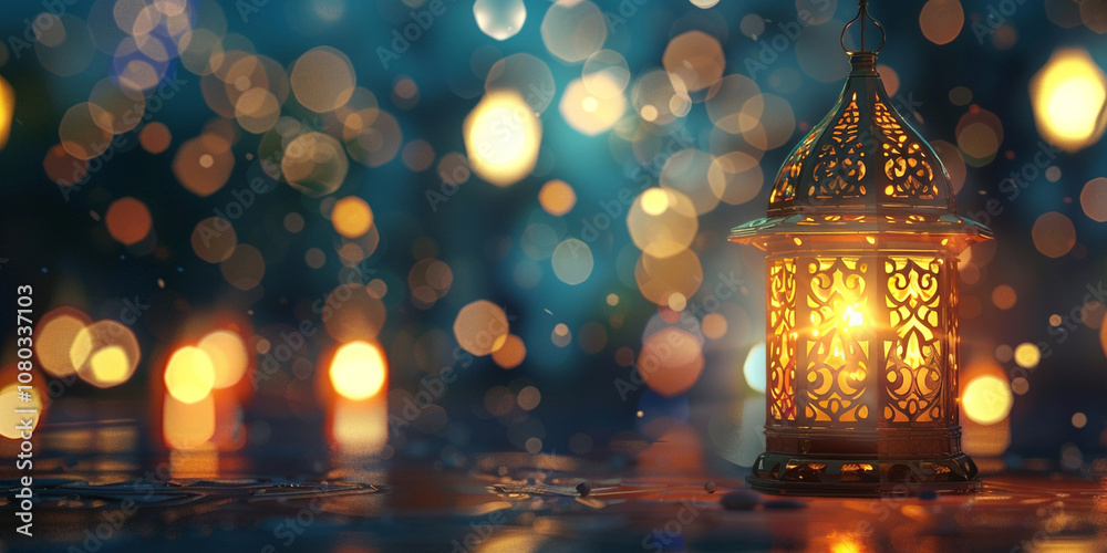 Decorative Lantern with Intricate Designs and Bokeh Lights in Background
Decorative Lantern with Intricate Designs and Bokeh Lights in Background