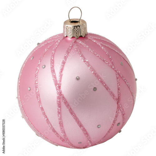 Pink New Year ball, Christmas bauble on the transparent background, png
