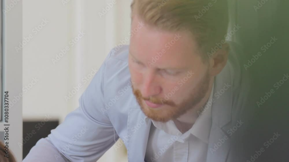 Brainstorming of business people in a company Brainstorming of business people in a company