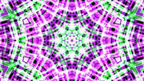 Abstract Pattern with Purple, Green, and White Geometric Shapes
