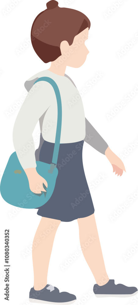 donna ragazza che cammina di lato vettoriale editabile donna ragazza che cammina di lato vettoriale editabile