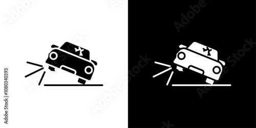 car accident icon Outline sign symbol set