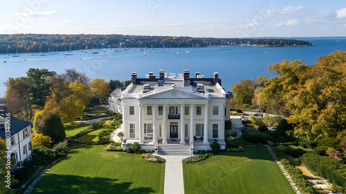 Historic Charleston piazza house with magnolia gardens and harbor views, restored South Carolina colonial mansion photo