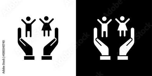 child protect icon Outline sign symbol set