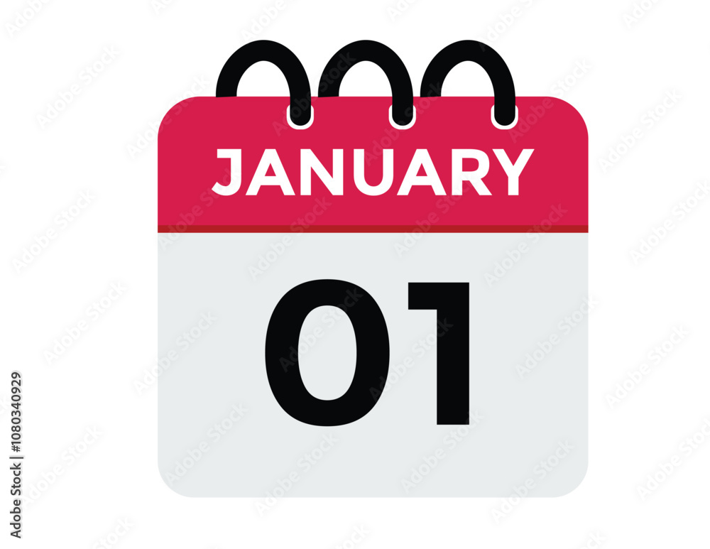 January 1 Calendar Day or Calender Date for Deadlines or Appointment. calendar date icon on white background January 1 Calendar Day or Calender Date for Deadlines or Appointment. calendar date icon on white background