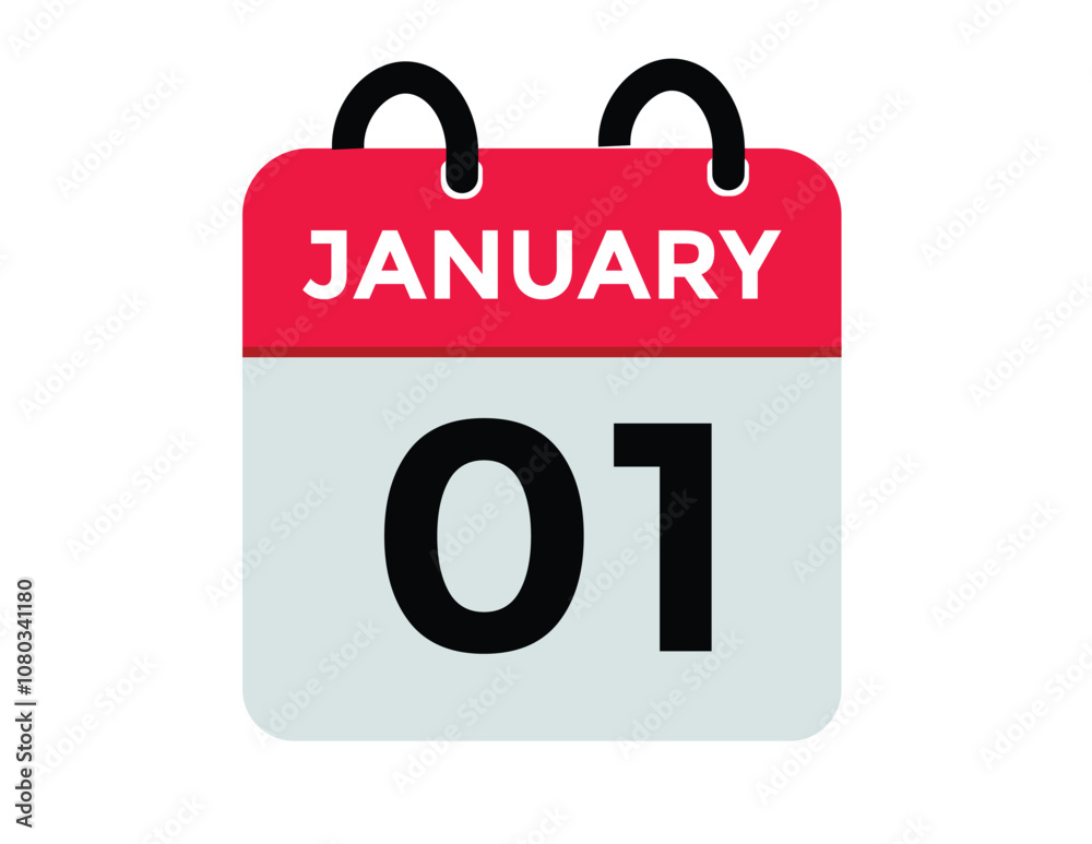 January 1 Calendar Day or Calender Date for Deadlines or Appointment. calendar date icon on white background January 1 Calendar Day or Calender Date for Deadlines or Appointment. calendar date icon on white background