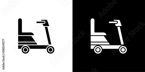 Electric wheelchair scooter icon Outline sign symbol set