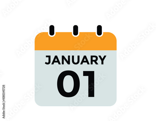 January 1 Calendar Day or Calender Date for Deadlines or Appointment. calendar date icon on white background