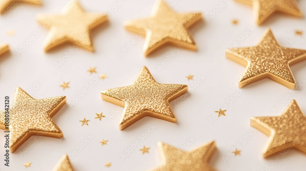 Golden Star Decorations on a Light Background for Festive Celebrations, Crafts, and Event Themes Capturing Elegance and Joyful Moments in Every Detail Golden Star Decorations on a Light Background for Festive Celebrations, Crafts, and Event Themes Capturing Elegance and Joyful Moments in Every Detail