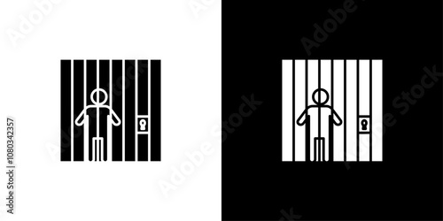jail criminal prisioner icon Outline sign symbol set