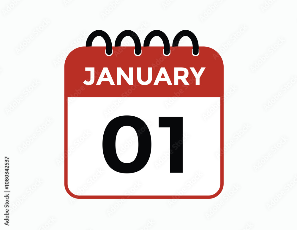 January 1 Calendar Day or Calender Date for Deadlines or Appointment. calendar date icon on white background January 1 Calendar Day or Calender Date for Deadlines or Appointment. calendar date icon on white background