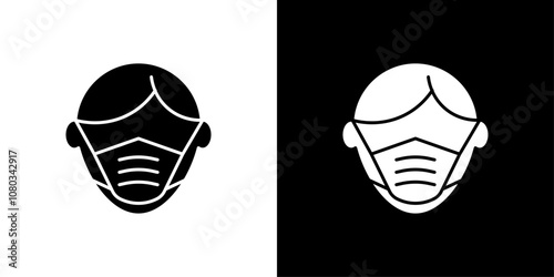 Man face with mask icon Outline sign symbol set