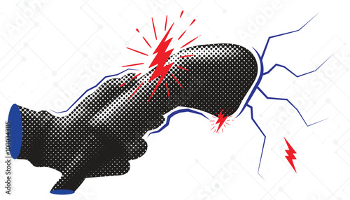 Banner related to charger of Electrical Vehicles. Halftone Charger of Vehicles. Vintage trendy style. Vector illustration.