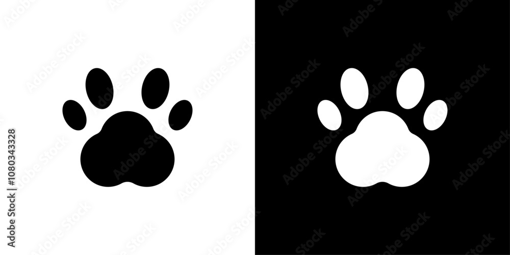 Paw Print icon Outline sign symbol set Paw Print icon Outline sign symbol set