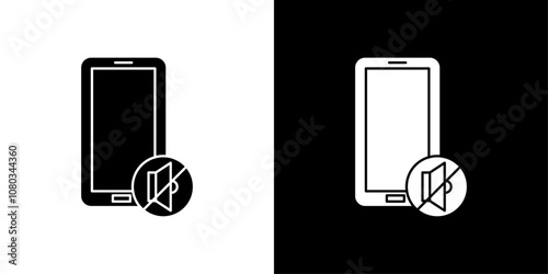 silent phone icon Outline sign symbol set