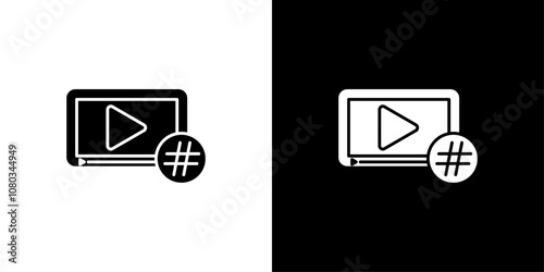 Video Tag icon Outline sign symbol set