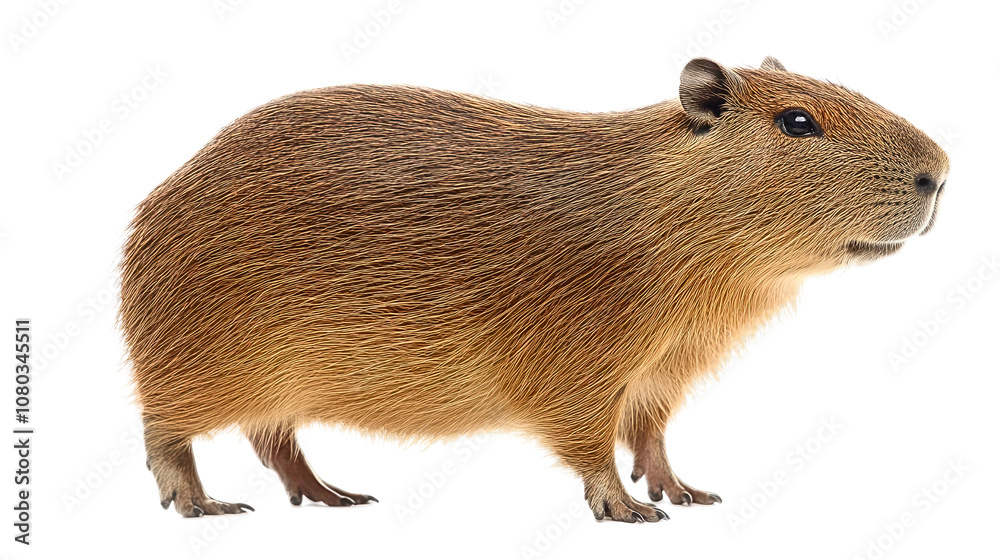 close up of a capybara isolated on white