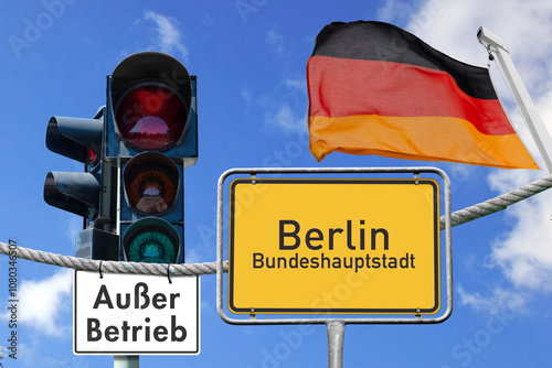 Ampelkoalition, Verkehrsampel, Signale aus, Außer Betrieb,  Berlin