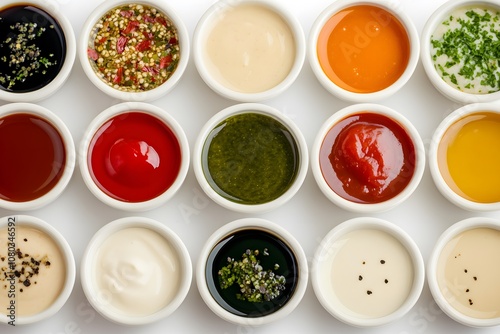 Wallpaper Mural A variety of sauces and condiments in small bowls for culinary use. Torontodigital.ca