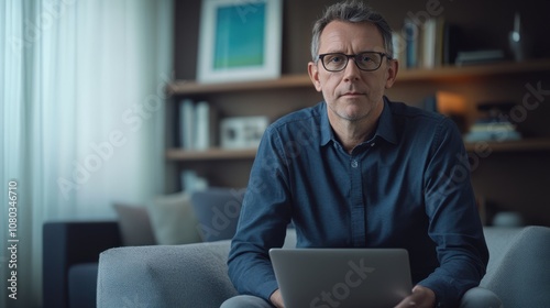 The Man with Laptop Indoors