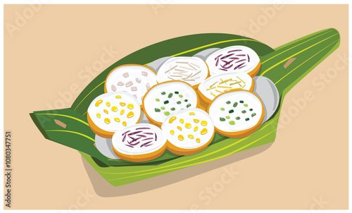 Coconut pudding, KANOM KHROG Coconut rice pancakes,kind of Thai sweetmea Snacks