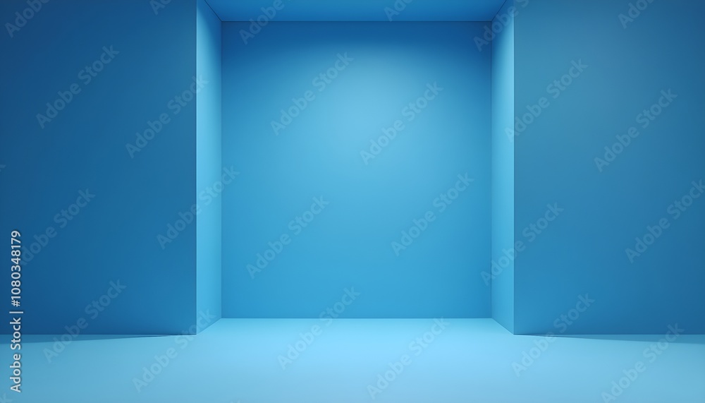 Fototapeta premium Minimalist blue room symbolizing calm and creativity.