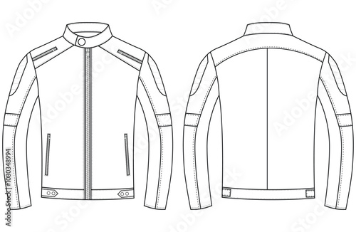 Motorcycle Leather jacket vector illustration sport jacket vector front and back 