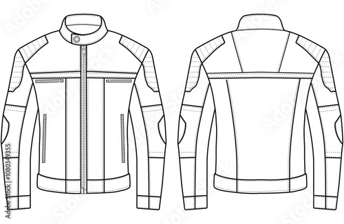 Motorcycle Leather jacket vector illustration sport jacket vector front and back 