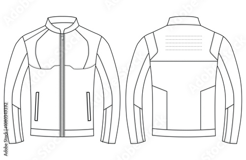 Motorcycle Leather jacket vector illustration sport jacket vector front and back 