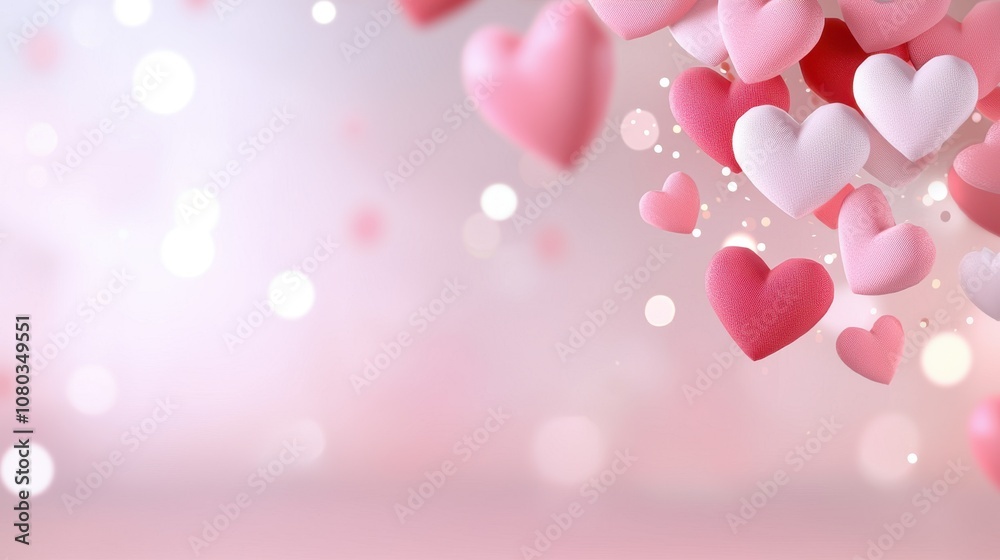 Romantic valentine's day dinner background soft red and pink ombre festive atmosphere heart decor celebration concept Romantic valentine's day dinner background soft red and pink ombre festive atmosphere heart decor celebration concept