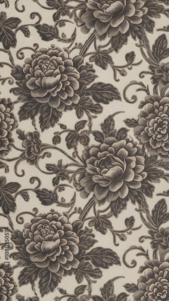 Obraz premium Victorian floral motifs. Vintage flower pattern seamless background wallpaper