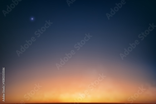 Sunset Sky Background over Beach,Sunrise Cloud Orange,Yellow,Pink in morning Summer,Vector Sunny Autumn,Nature landscape star field in evening.Winter sunlight,Horizon Spring sundown by Sea