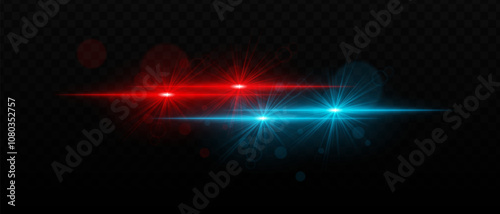 Green and orange light beams with radiant star-like glare and soft bokeh effects. Bright points of light and glow on a dark background, creating a layered lighting effect