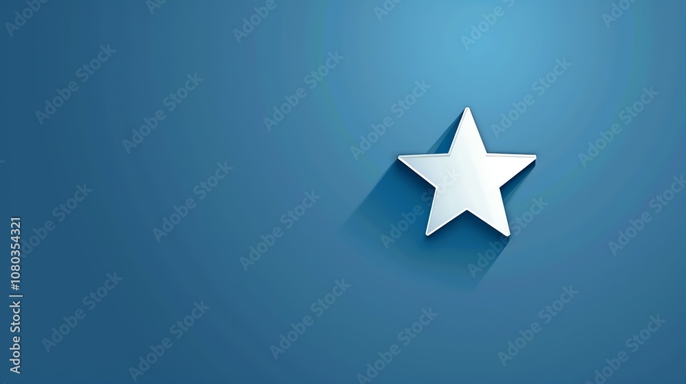 A 3D white star with a shadow on a blue background. A 3D white star with a shadow on a blue background.