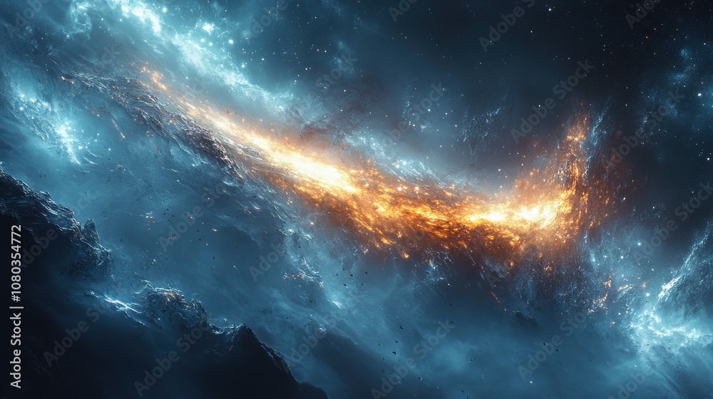 Fototapeta premium A cosmic scene depicting vibrant colors and swirling energy.