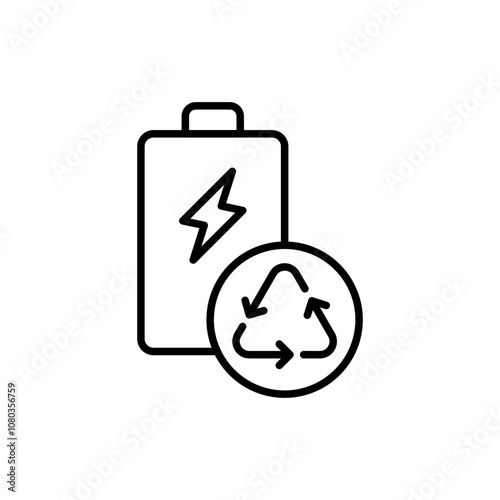 Recycle battery outline icons, minimalist vector illustration ,simple transparent graphic element .Isolated on white background