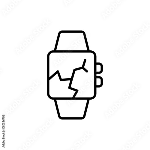 Broken smartwatch outline icons, minimalist vector illustration ,simple transparent graphic element .Isolated on white background
