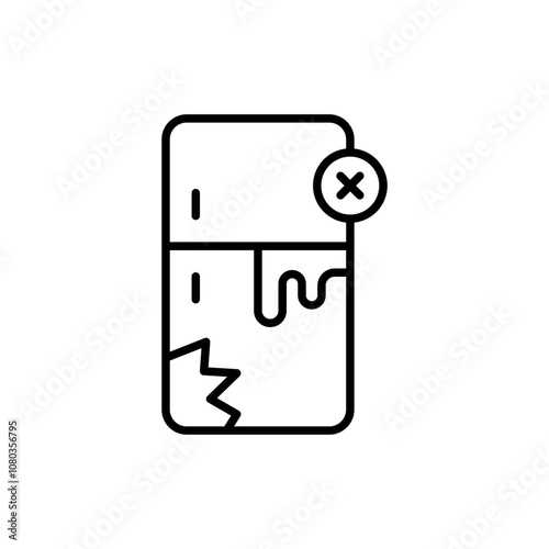 Broken fridge outline icons, minimalist vector illustration ,simple transparent graphic element .Isolated on white background