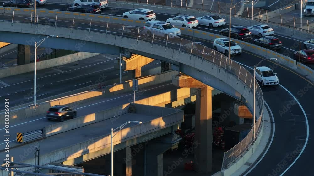 Aerial view of a multiple lane highway in Brooklyn