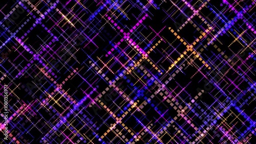 Abstract Geometric Pattern with Diagonal Lines and Glowing Squares