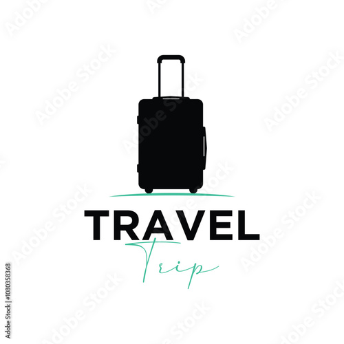 minimalist black silhouette of a suitcase for travel agencies, tour logo design