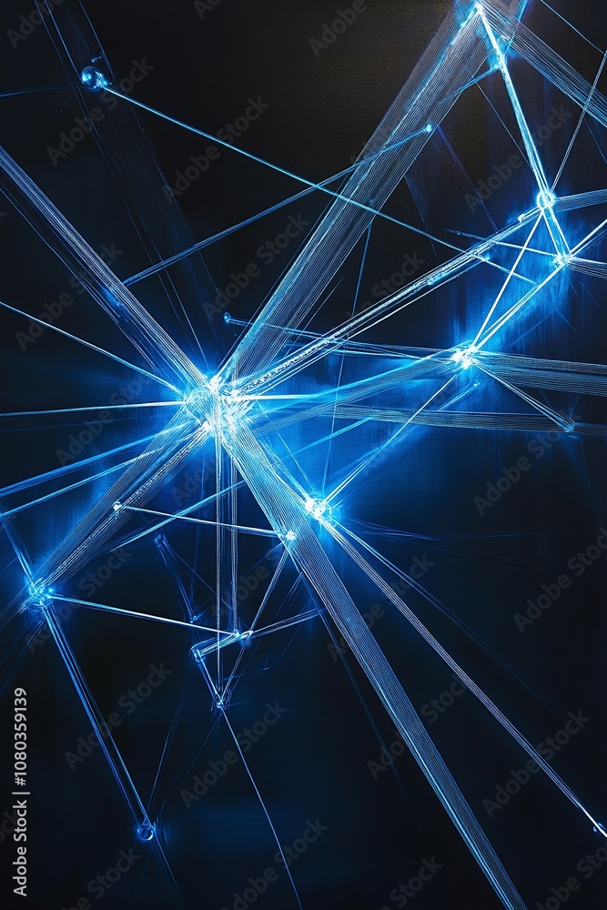 Abstract Technology Background Featuring Glowing Blue Lines and Nodes, Representing Connectivity, Communication, and Digital Networks in a Futuristic Environment Abstract Technology Background Featuring Glowing Blue Lines and Nodes, Representing Connectivity, Communication, and Digital Networks in a Futuristic Environment