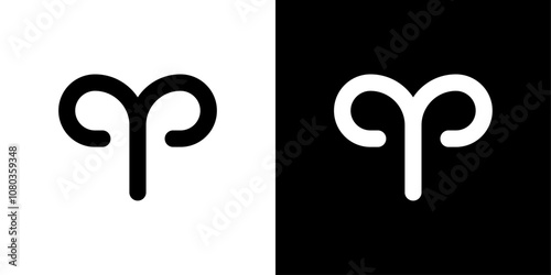 Aries zodiac sign icon linear logo isolated