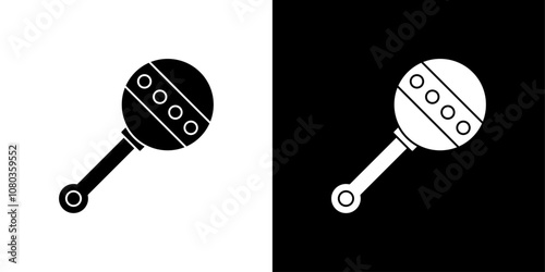 Baby rattle icon linear logo isolated