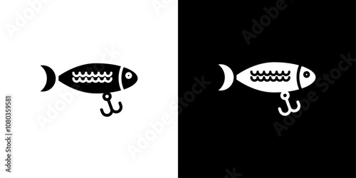 Bait Fishing Minnow icon linear logo isolated