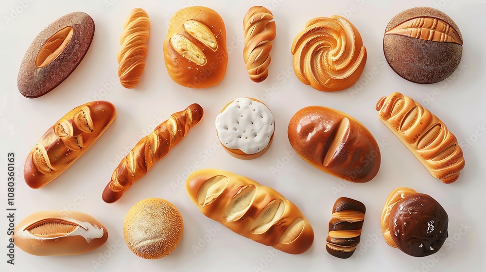 A collection of various breads and pastries. A collection of various breads and pastries.
