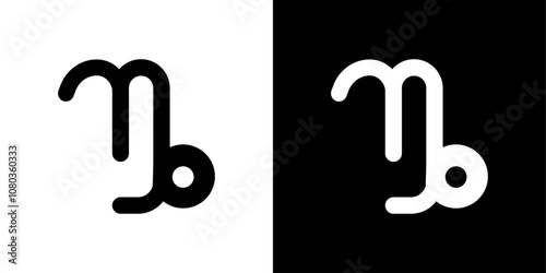 Capricorn zodiac sign icon linear logo isolated