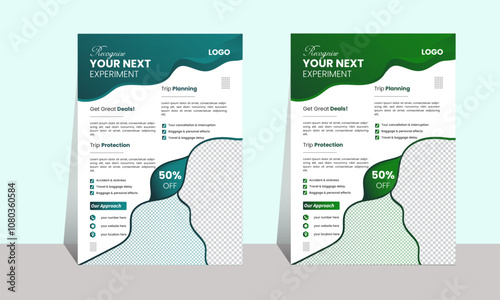 Travel poster or flyer pamphlet brochure design layout space for photo background.  tour flyer, tourism color a4 print ready flyer