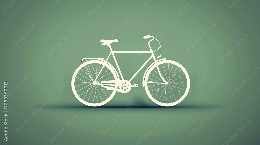 A white silhouette of a bicycle on a green background. A white silhouette of a bicycle on a green background.