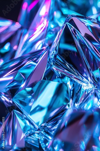 Crystal Clear Treasures: Close-Up View of Colorful Diamonds Sparkling with Blue and Purple Tints in a Dazzling Arrangement on a Dark Background